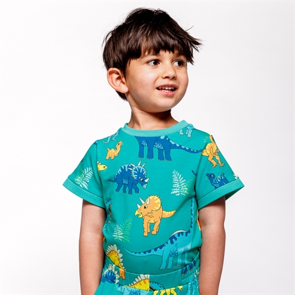 SMÅFOLK T-shirt Dinosaurer - Teal